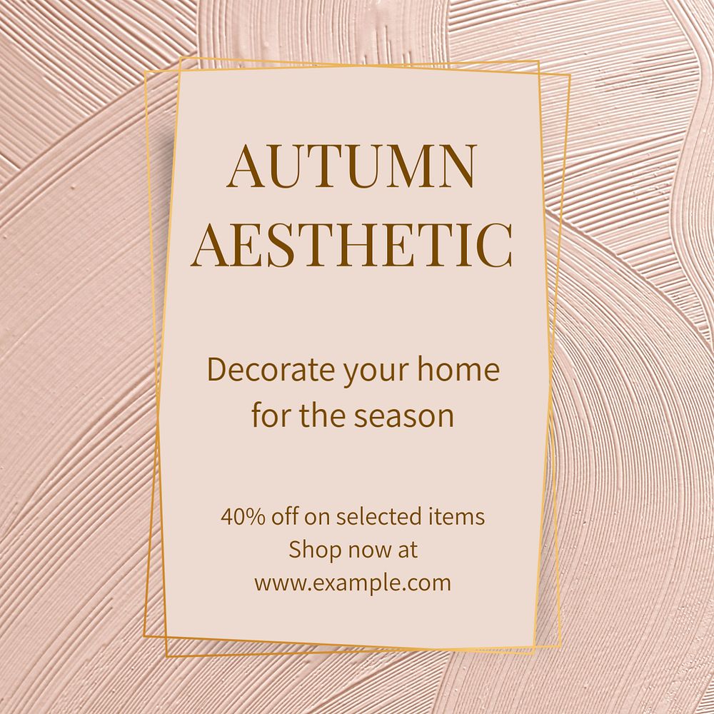 Autumn home decoration Instagram post template, editable text