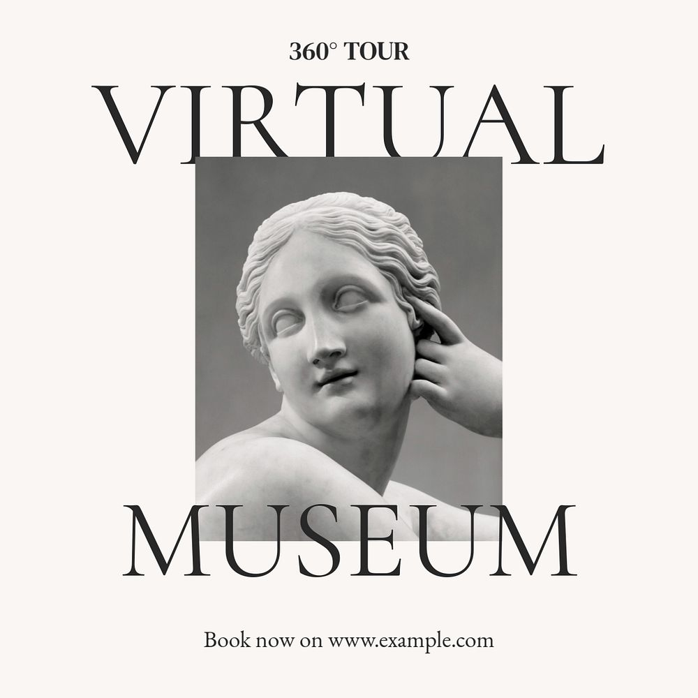 Virtual museum Facebook post template, editable design