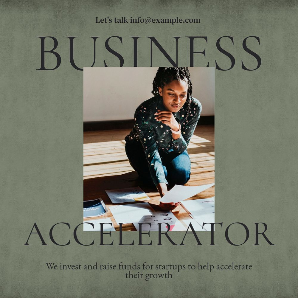 Business accelerator  Facebook post template, editable design