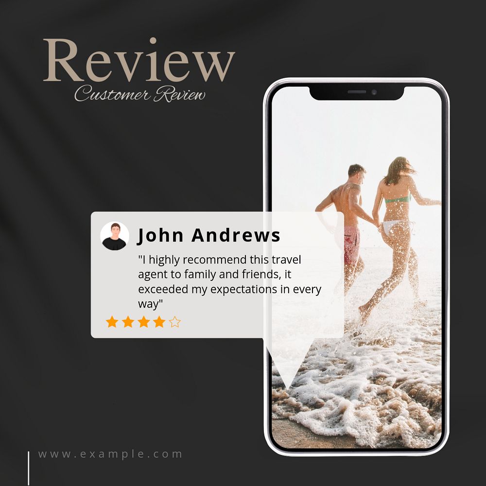 Customer review Facebook post template, editable design