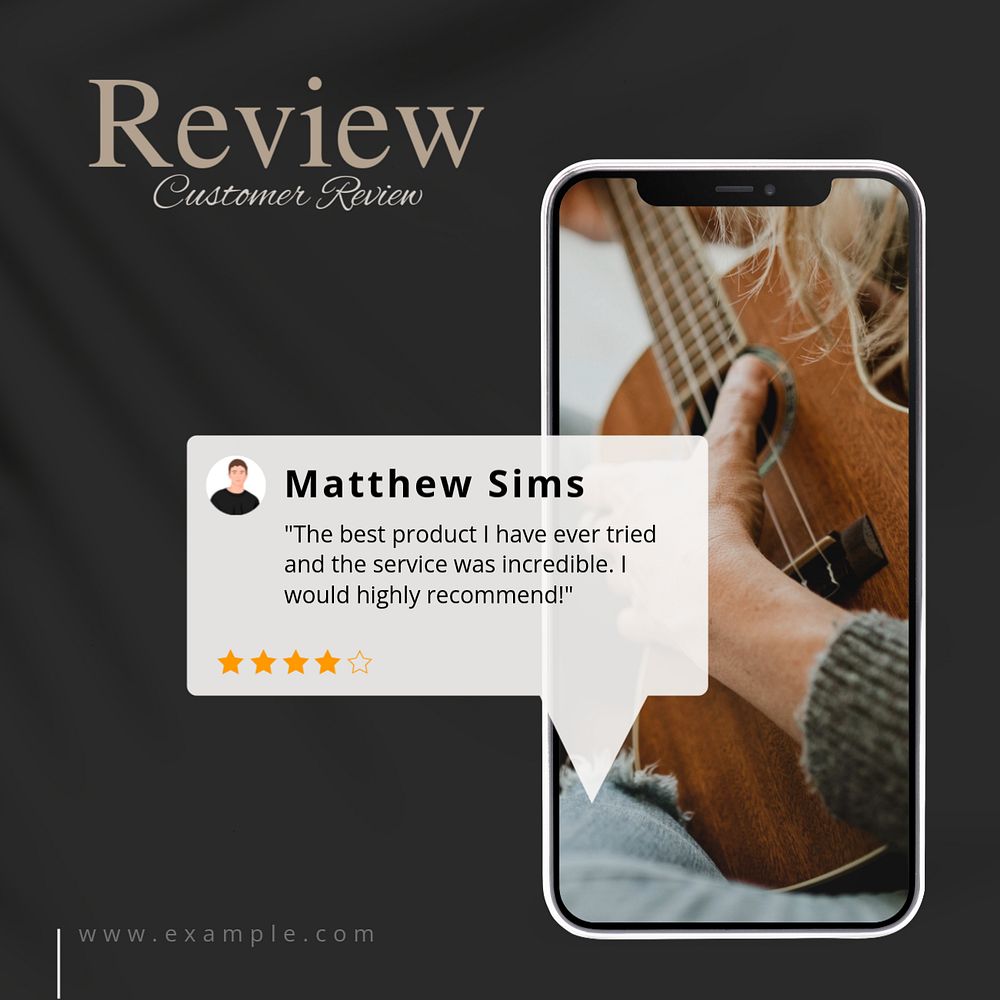 Customer review Facebook post template, editable design