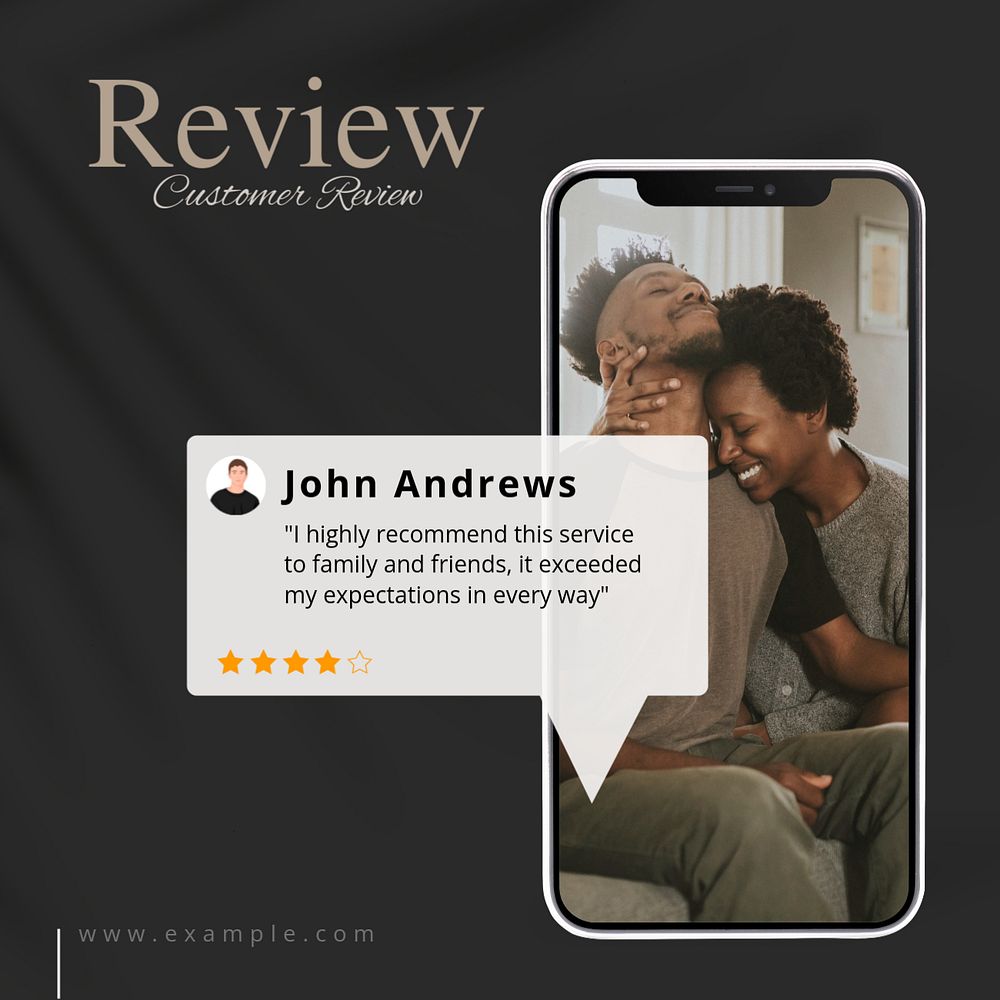 Customer review Facebook post template, editable design