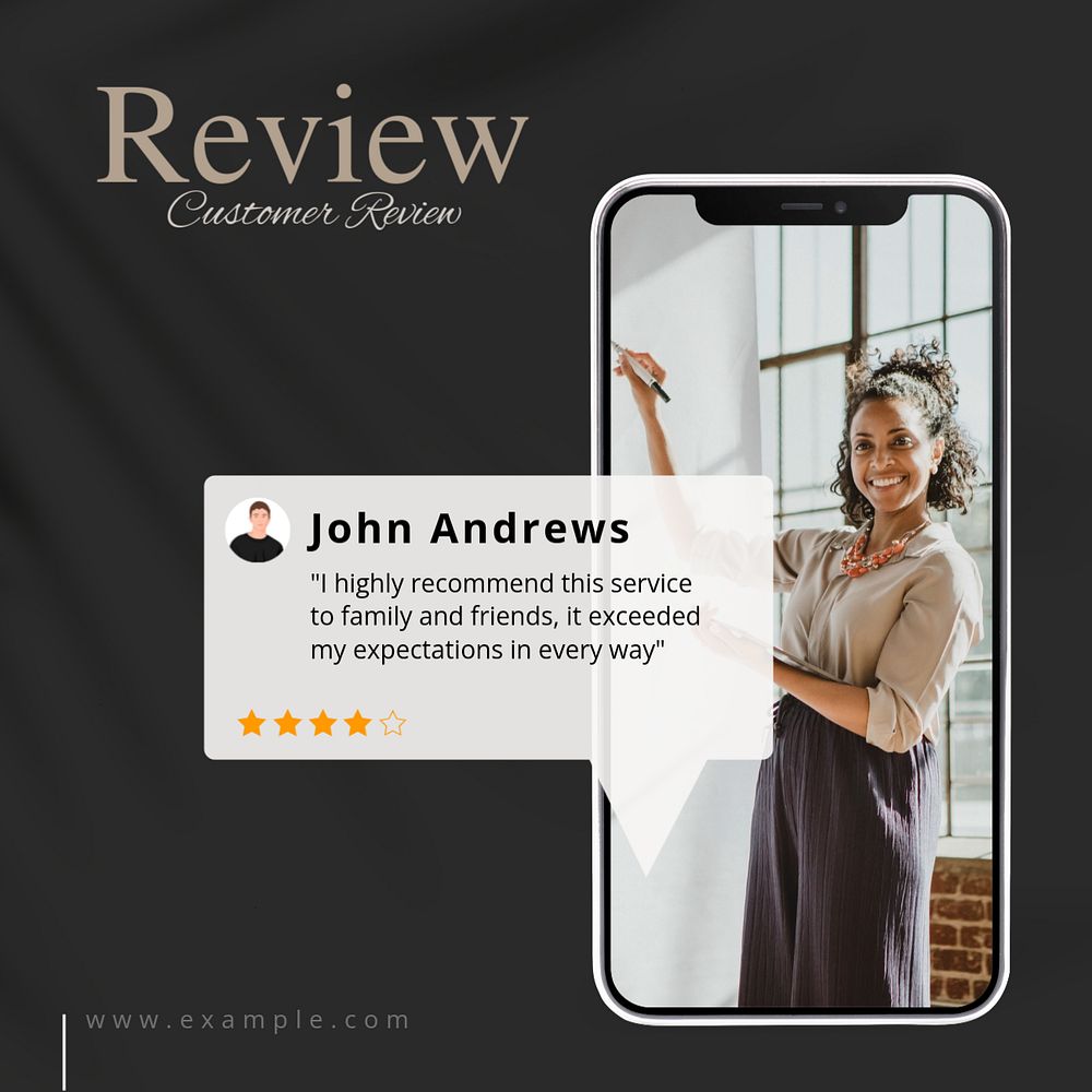 Customer review Facebook post template, editable design