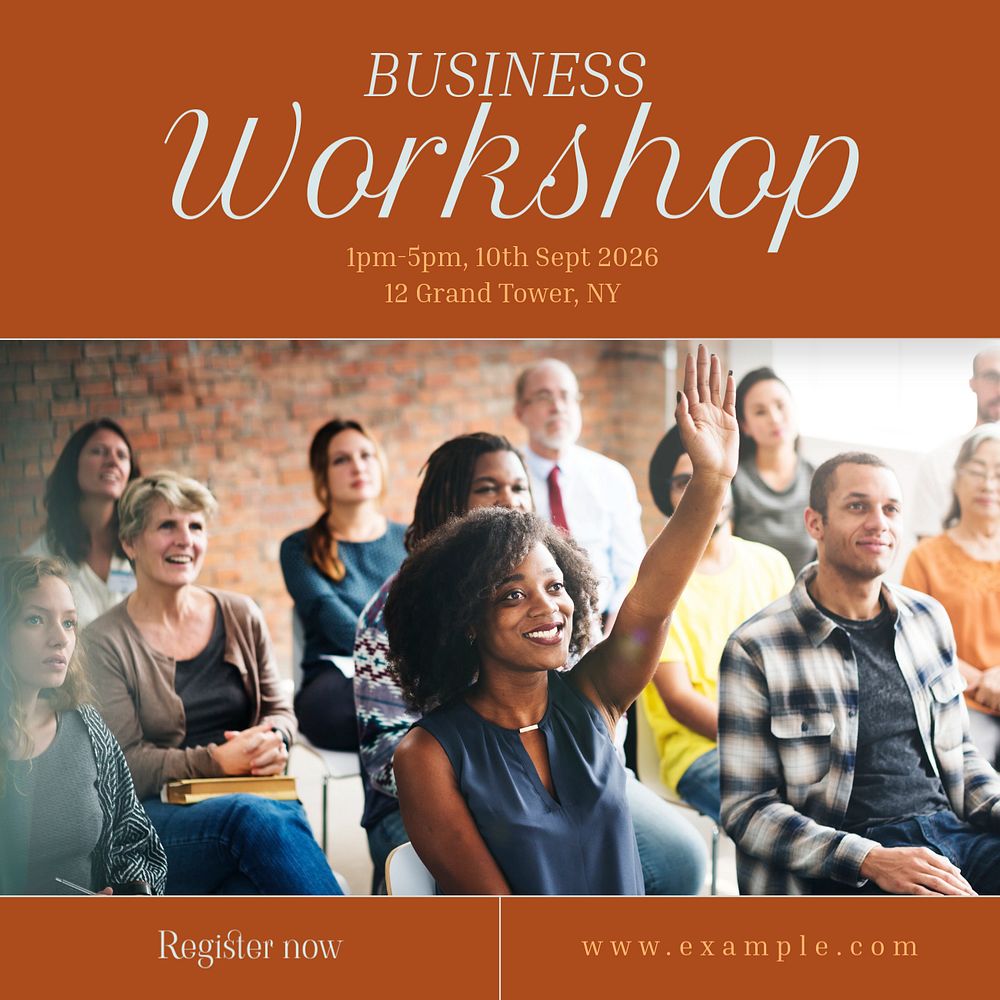 Business workshop Instagram post template, editable text