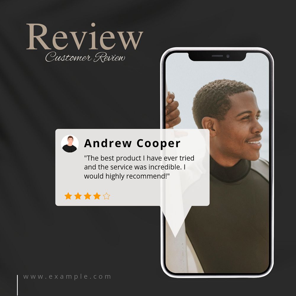 Customer review Facebook post template, editable design