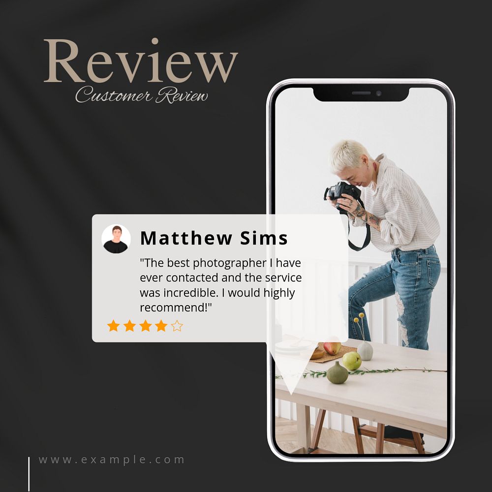 Customer review Facebook post template, editable design