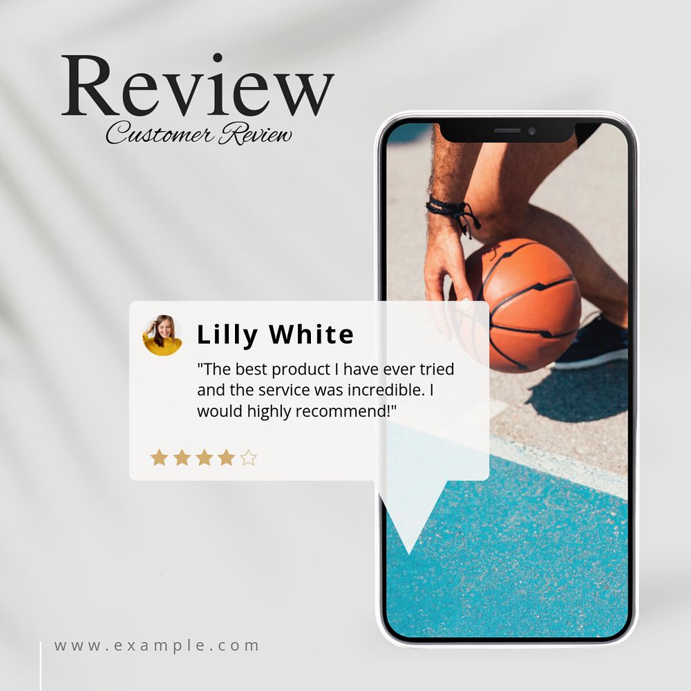 Customer review Facebook post template, editable design