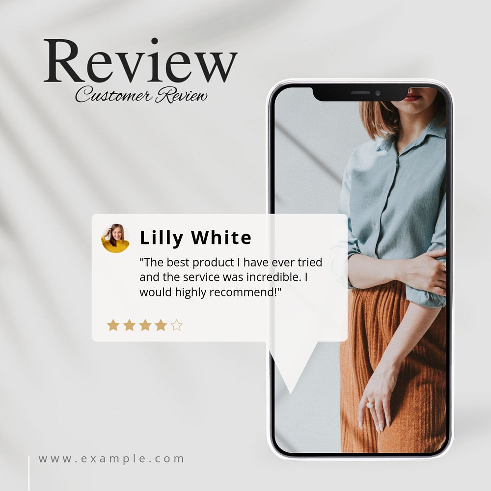 Customer review Facebook post template, editable design