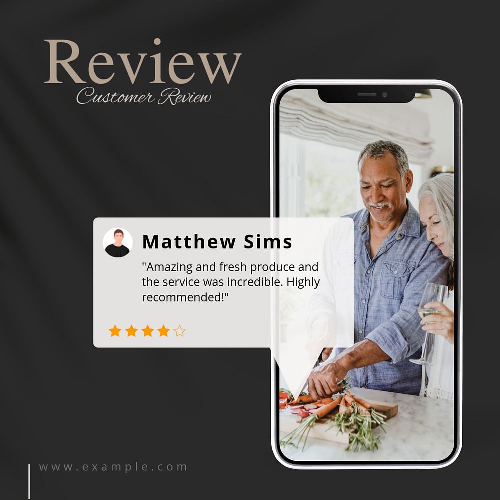 Customer review Facebook post template, editable design