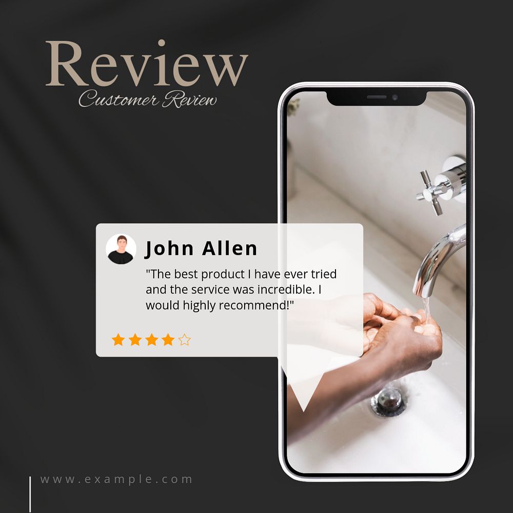 Customer review Facebook post template, editable design