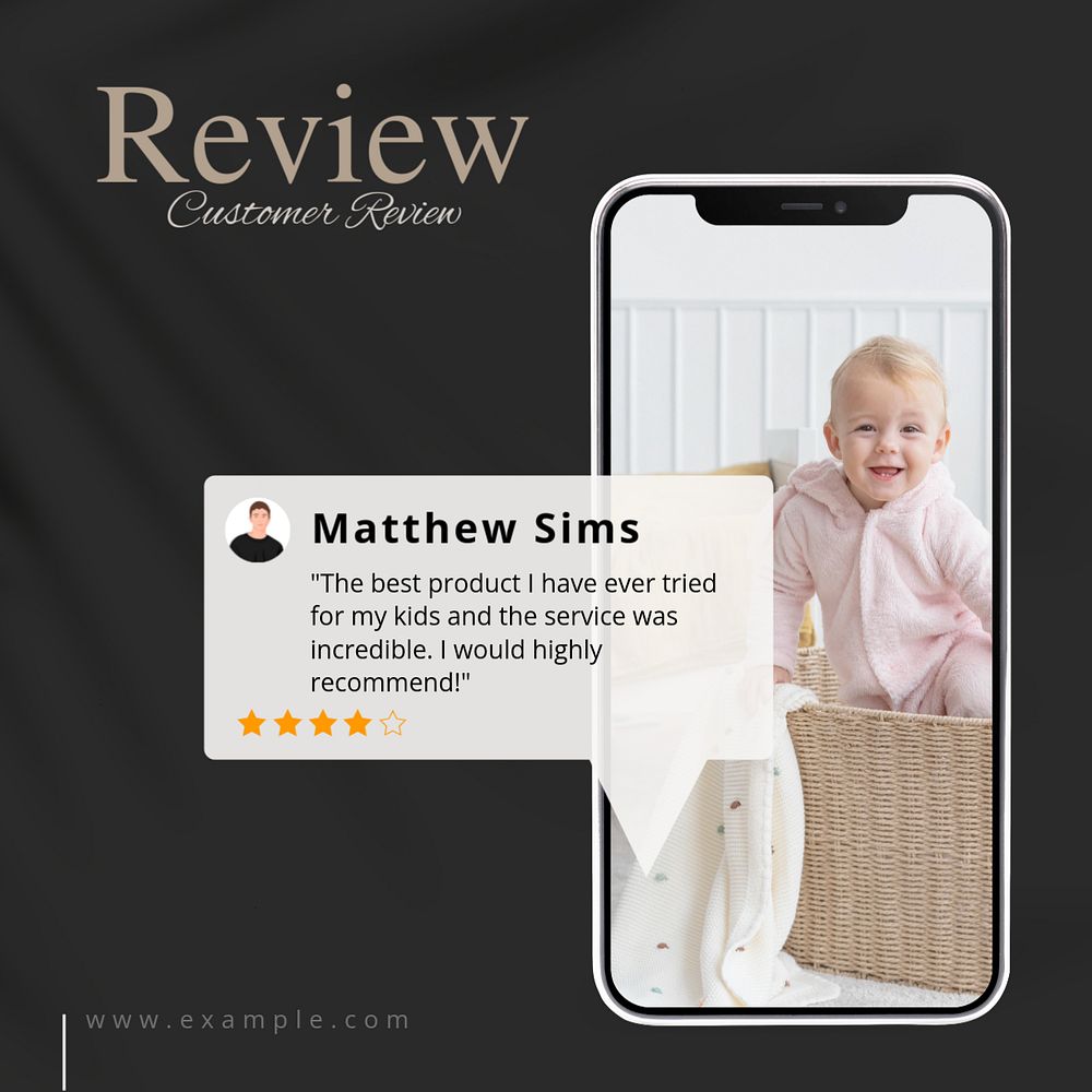 Customer review Facebook post template, editable design