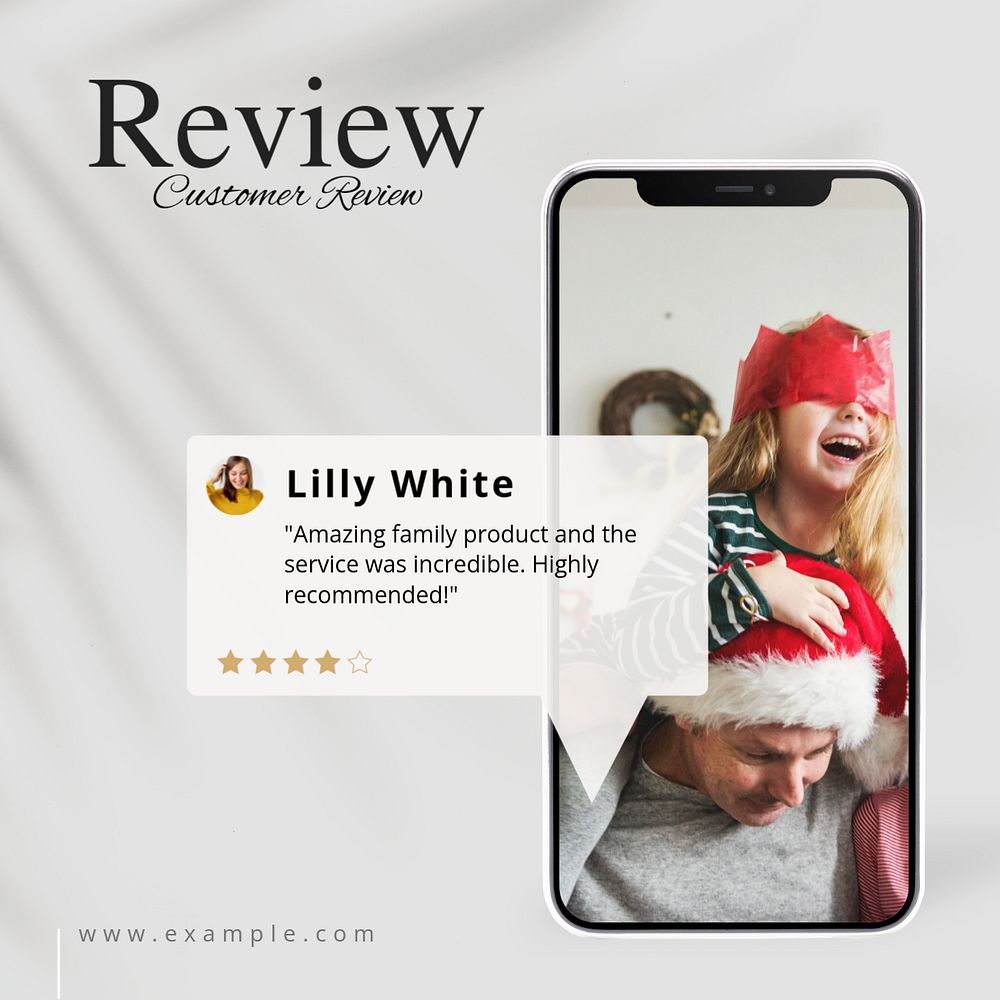 Customer review Facebook post template, editable design