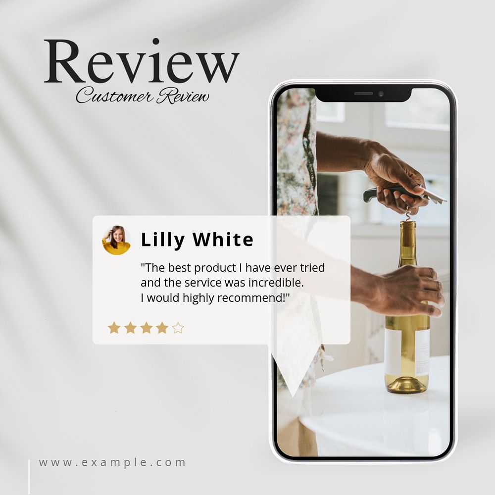 Customer review Facebook post template, editable design 