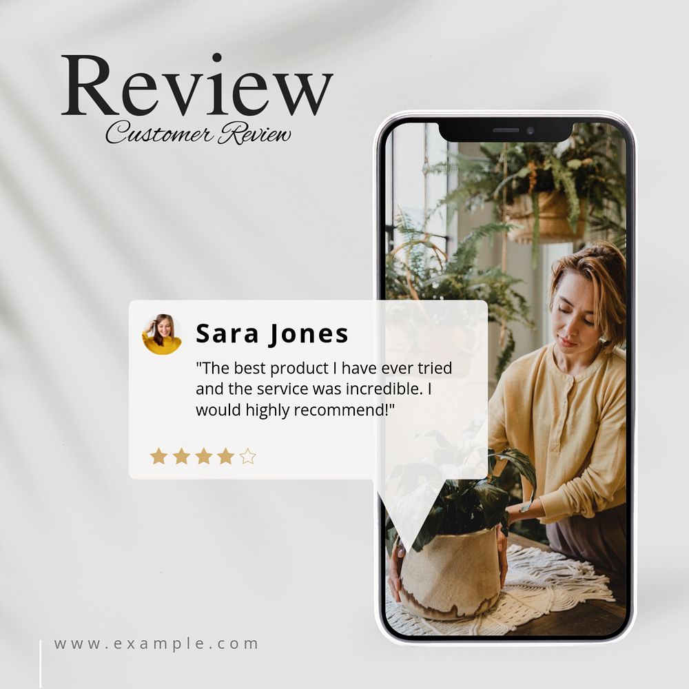 Customer review Facebook post template, editable design 