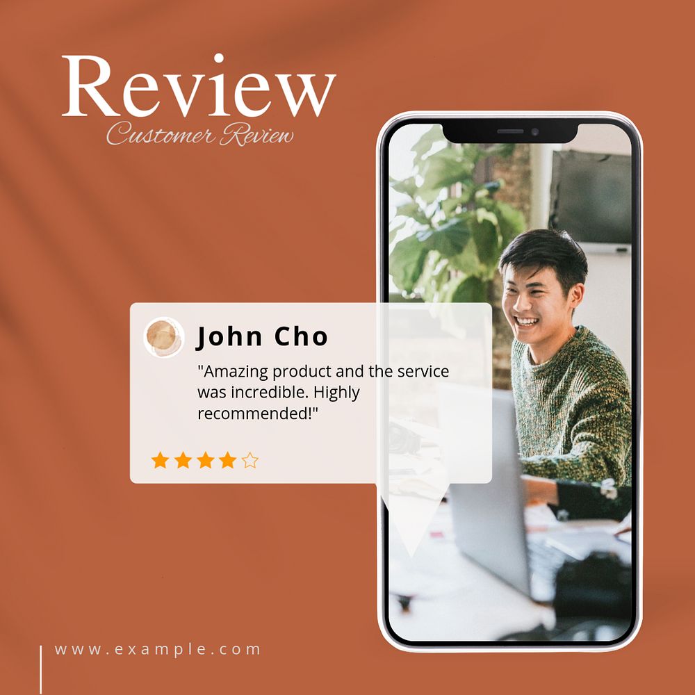 Customer review Facebook post template, editable design