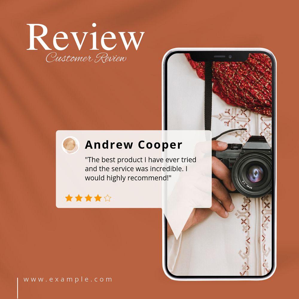 Customer review Facebook post template, editable design