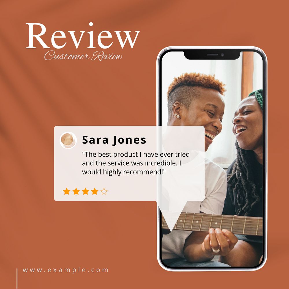 Customer review Facebook post template, editable design