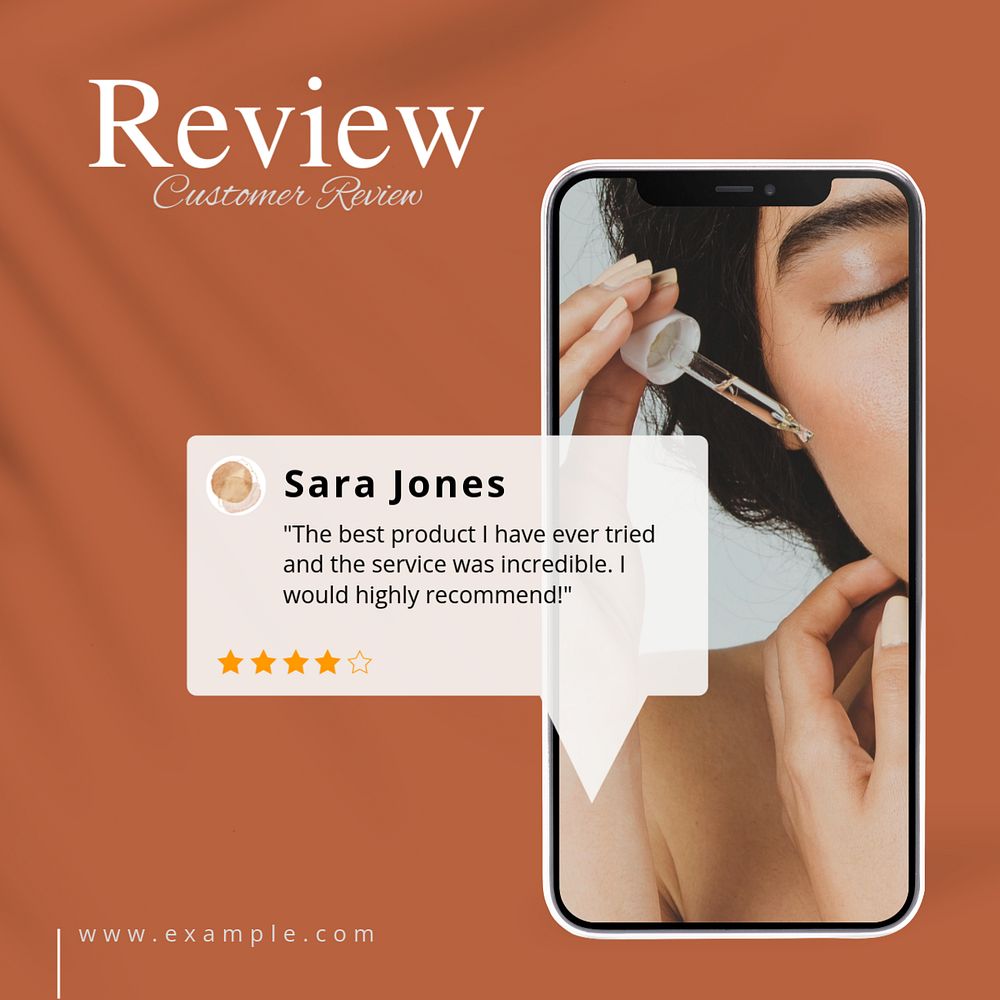 Beauty product review Facebook post template, editable design