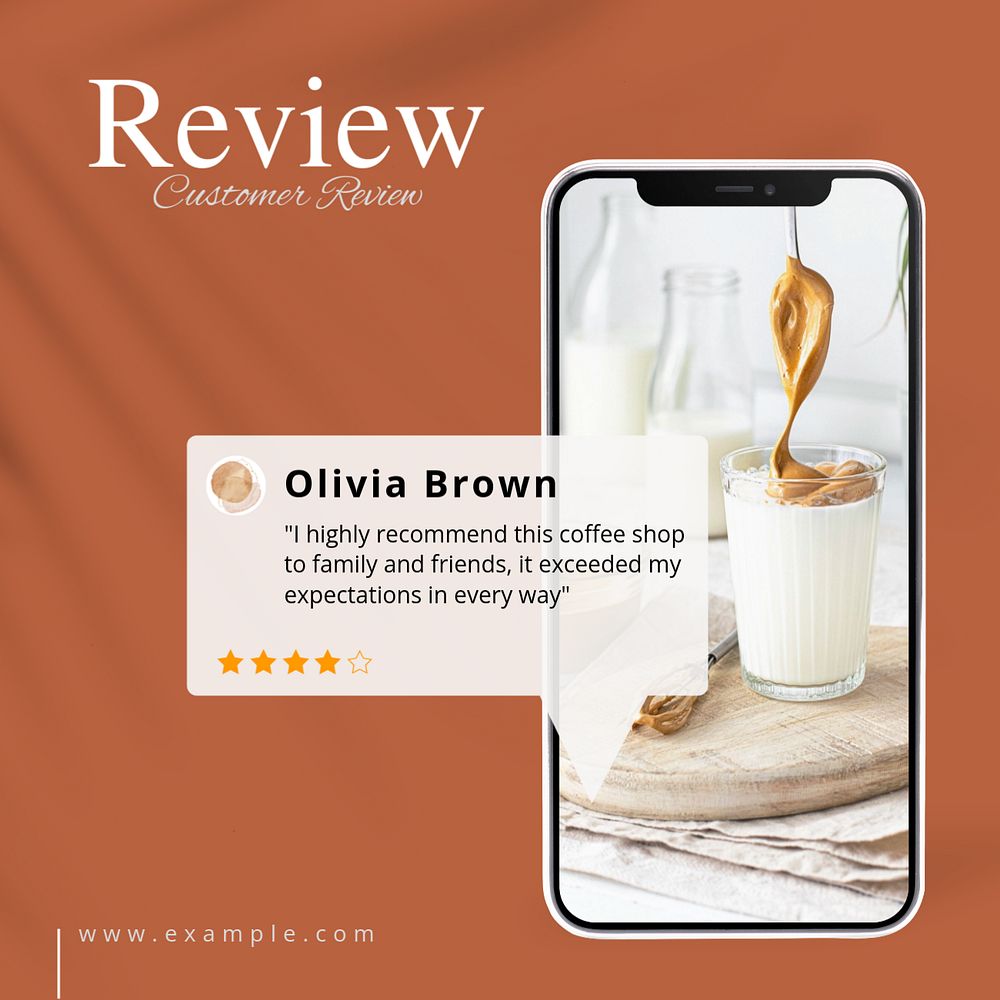 Customer review Facebook post template, editable design