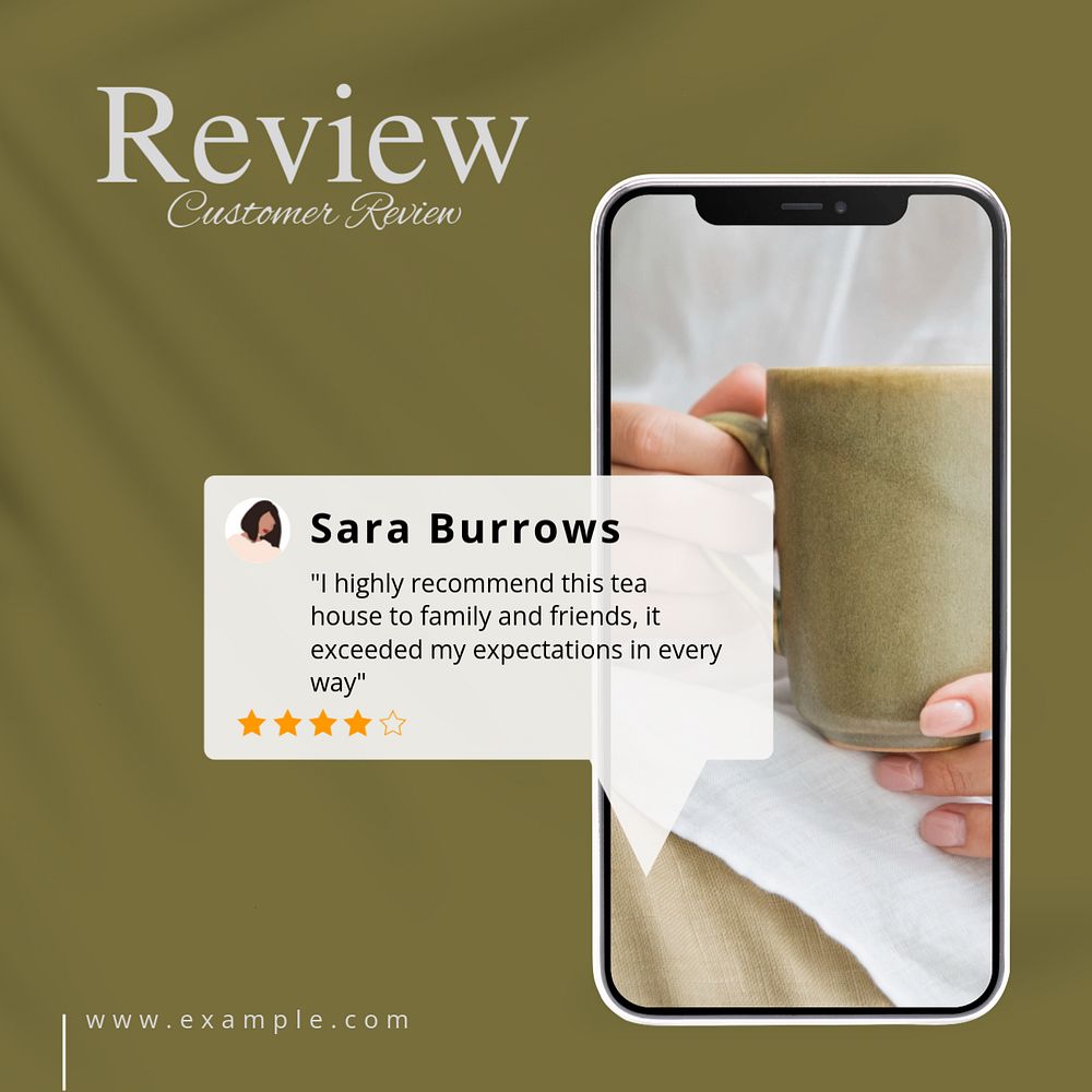 Customer review Facebook post template, editable design