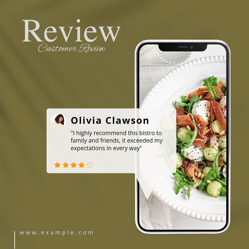 Customer review Facebook post template, editable design