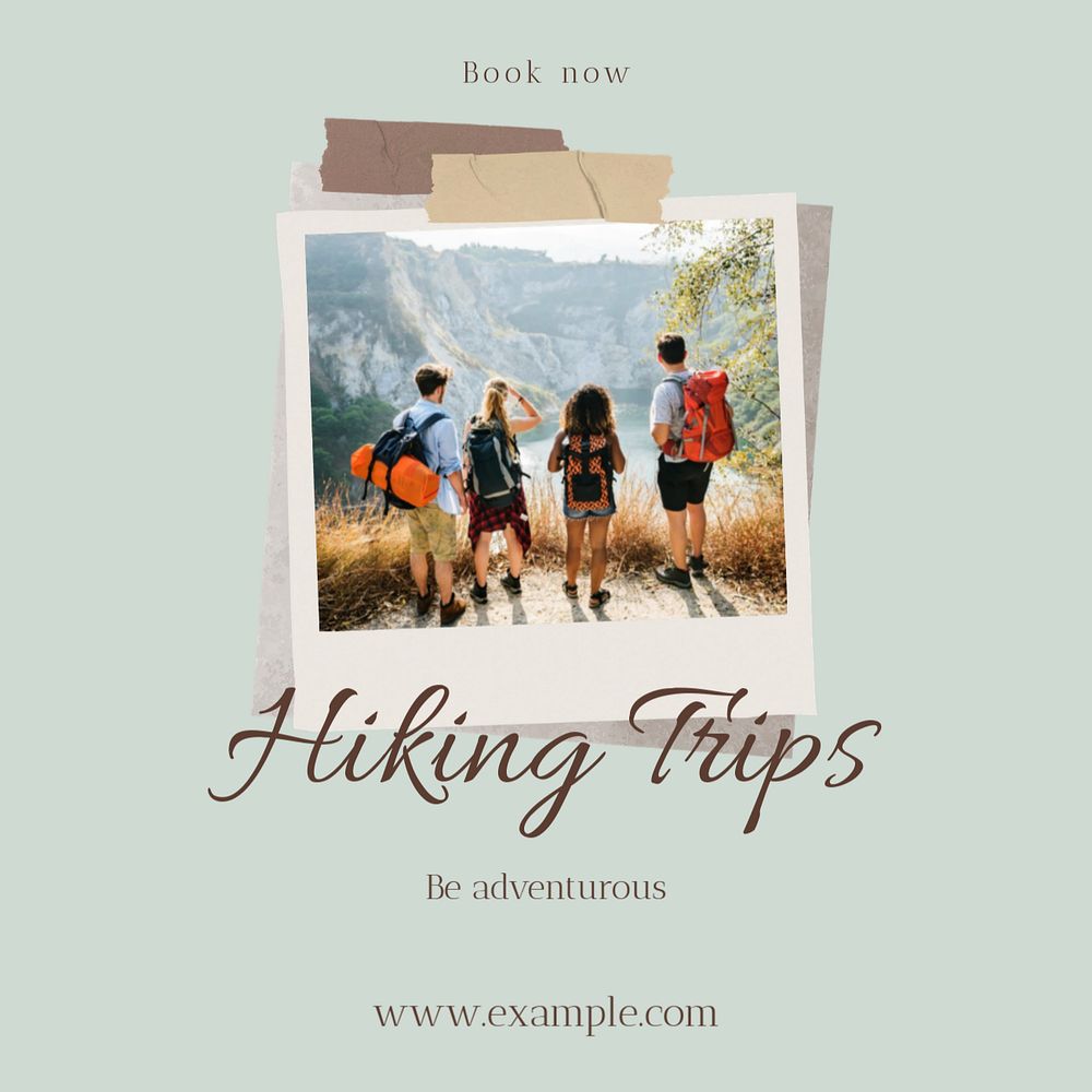 Hiking trips Instagram post template, editable social media design