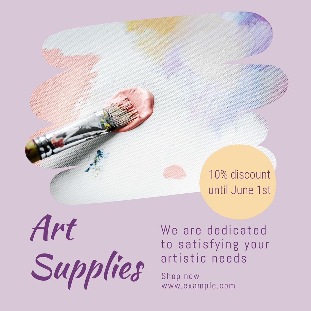 Art supplies store Instagram post template, editable design