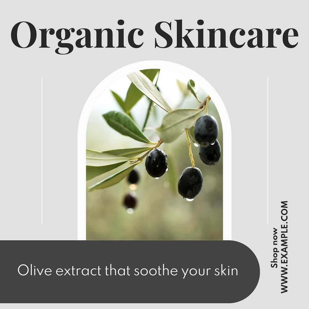 Organic skincare Instagram post template, editable text