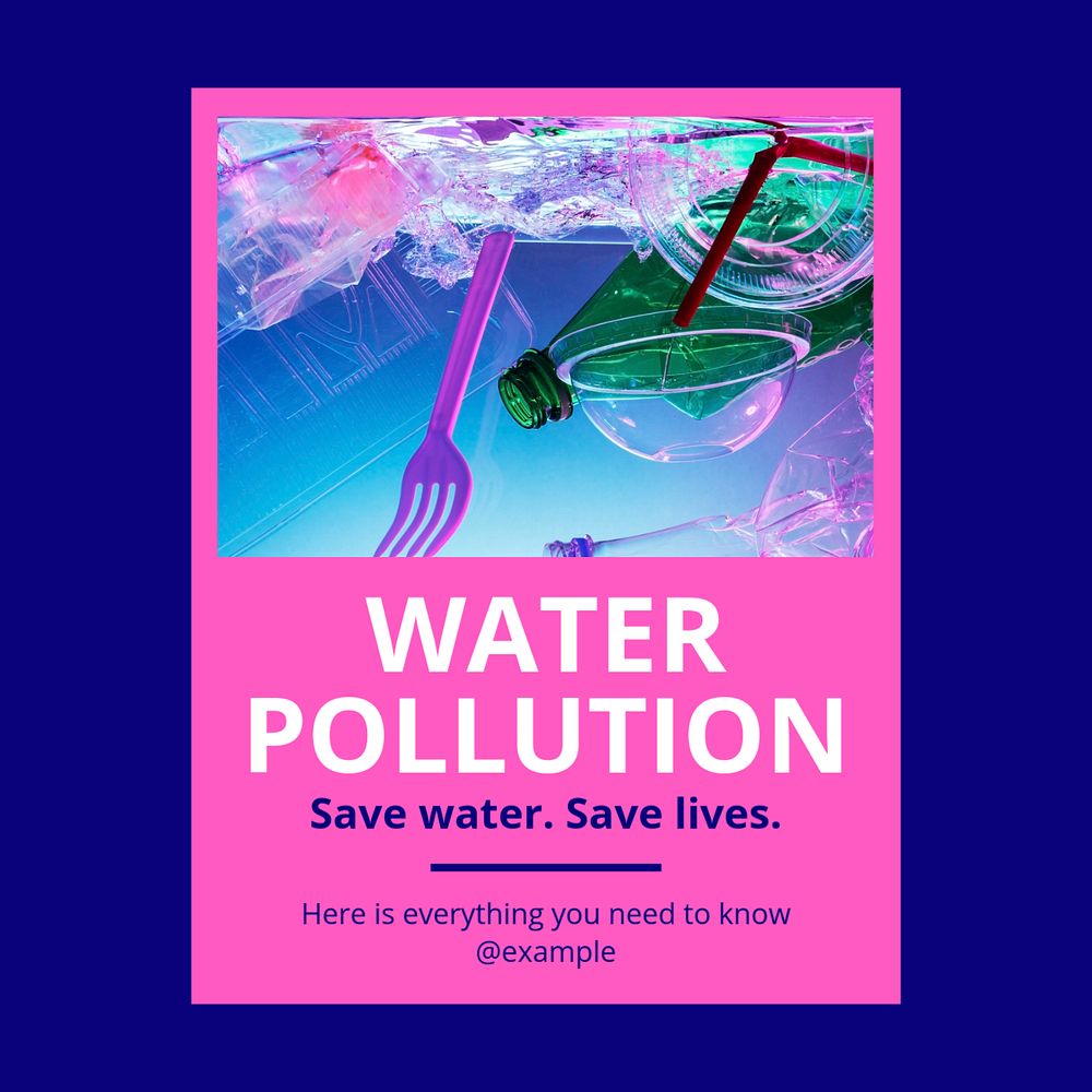 Water pollution Instagram post template, editable text