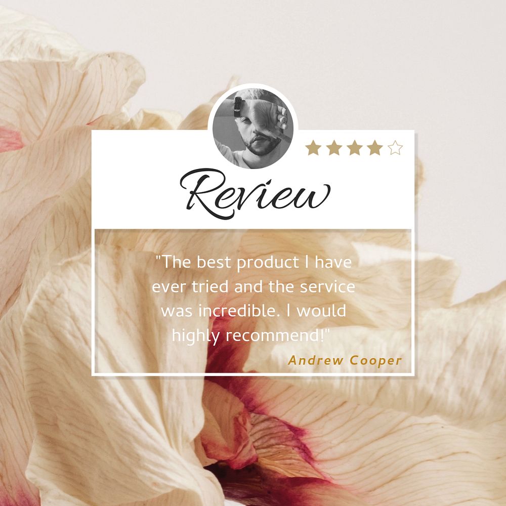 Customer review Facebook post template, editable design