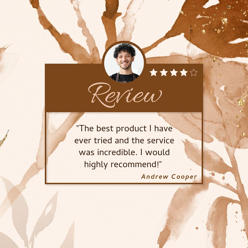 Customer review Facebook post template, editable design