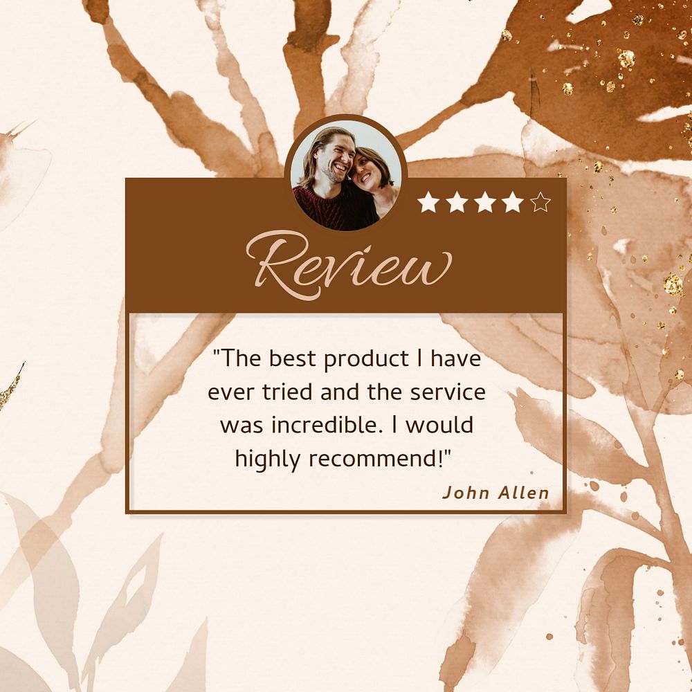 Customer review Facebook post template, editable design