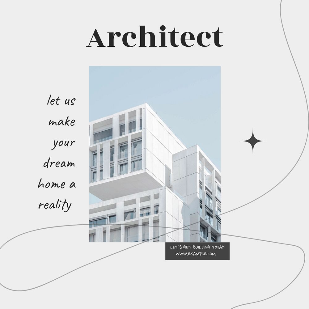 Architect service Facebook post template, editable design Instagram post template, editable text