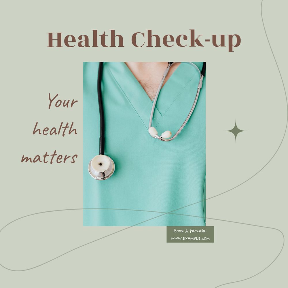 Health check-up Instagram post template, editable text