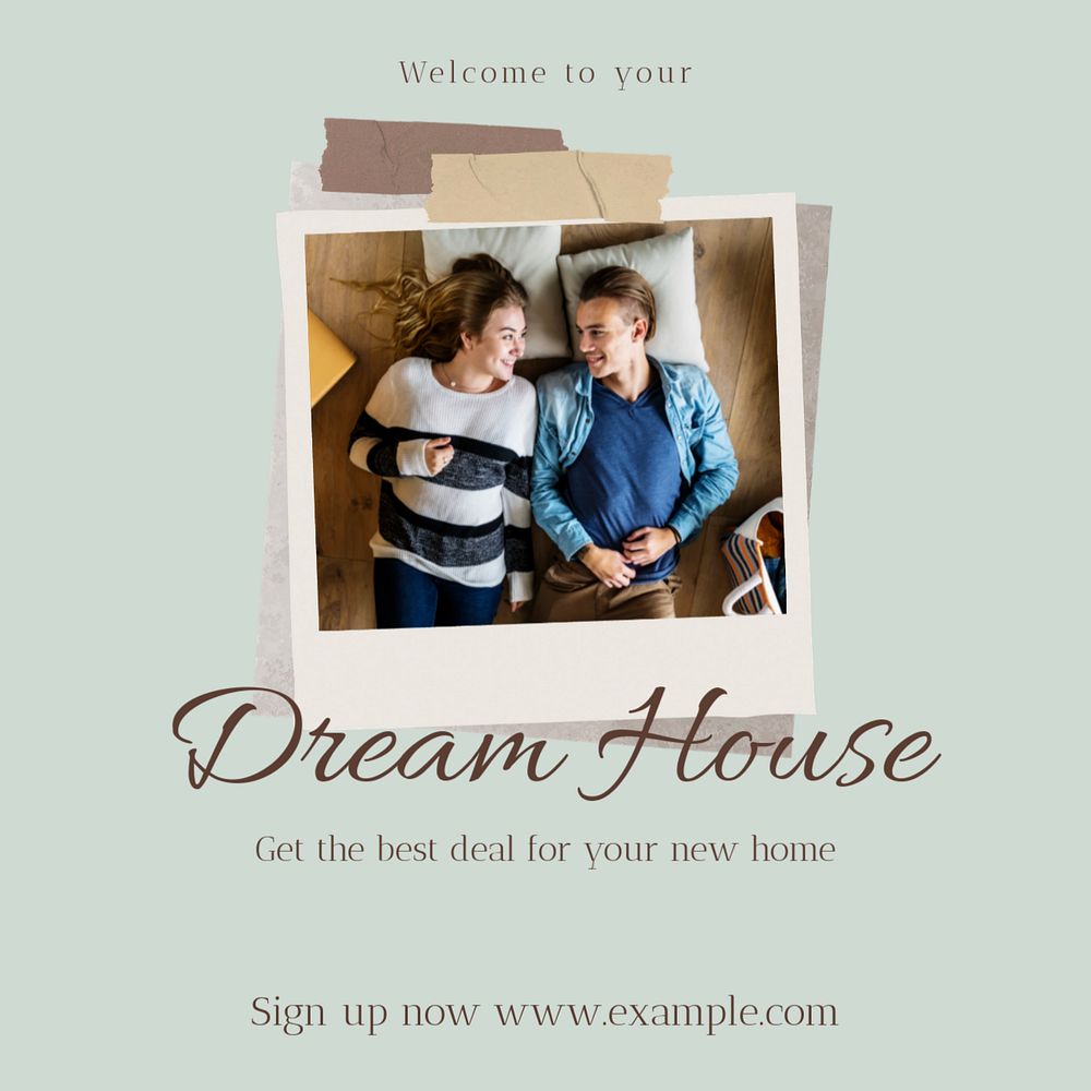 Dream house Instagram post template, editable social media design