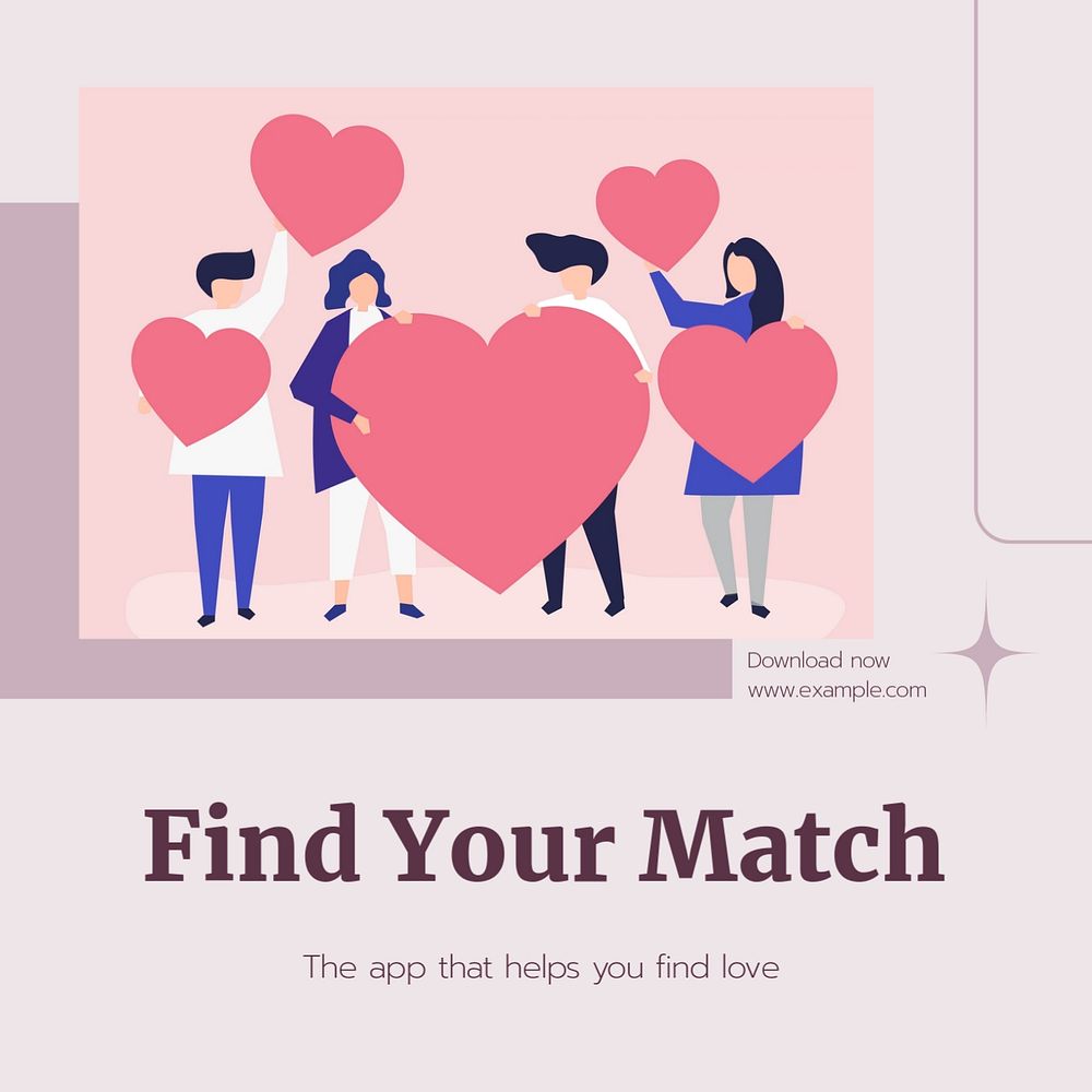 Dating app Facebook post template, editable design