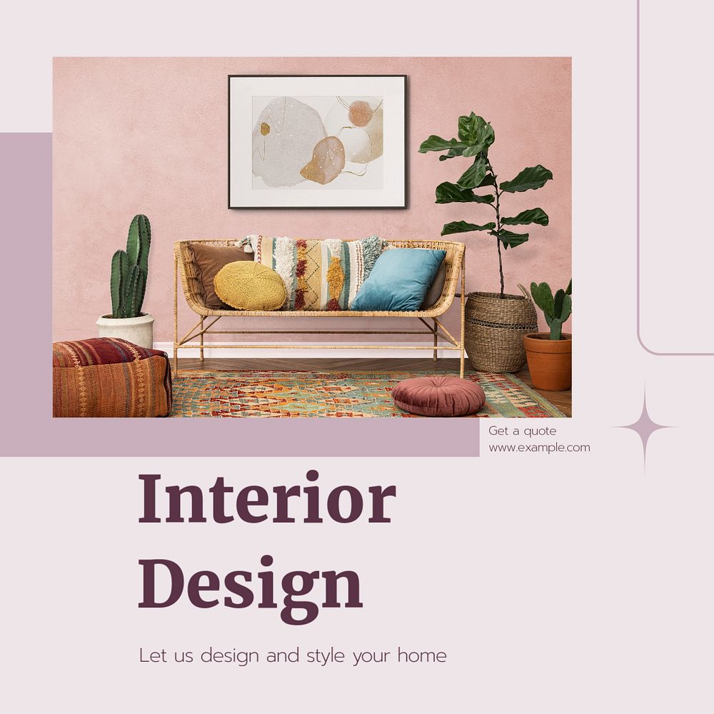 Interior design Instagram post template, editable design