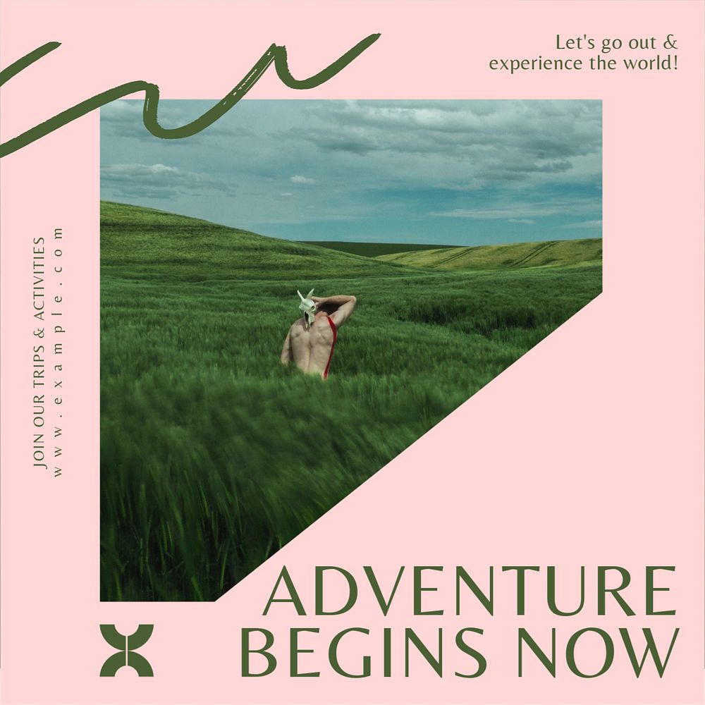 Adventure & travel Instagram post template, editable text