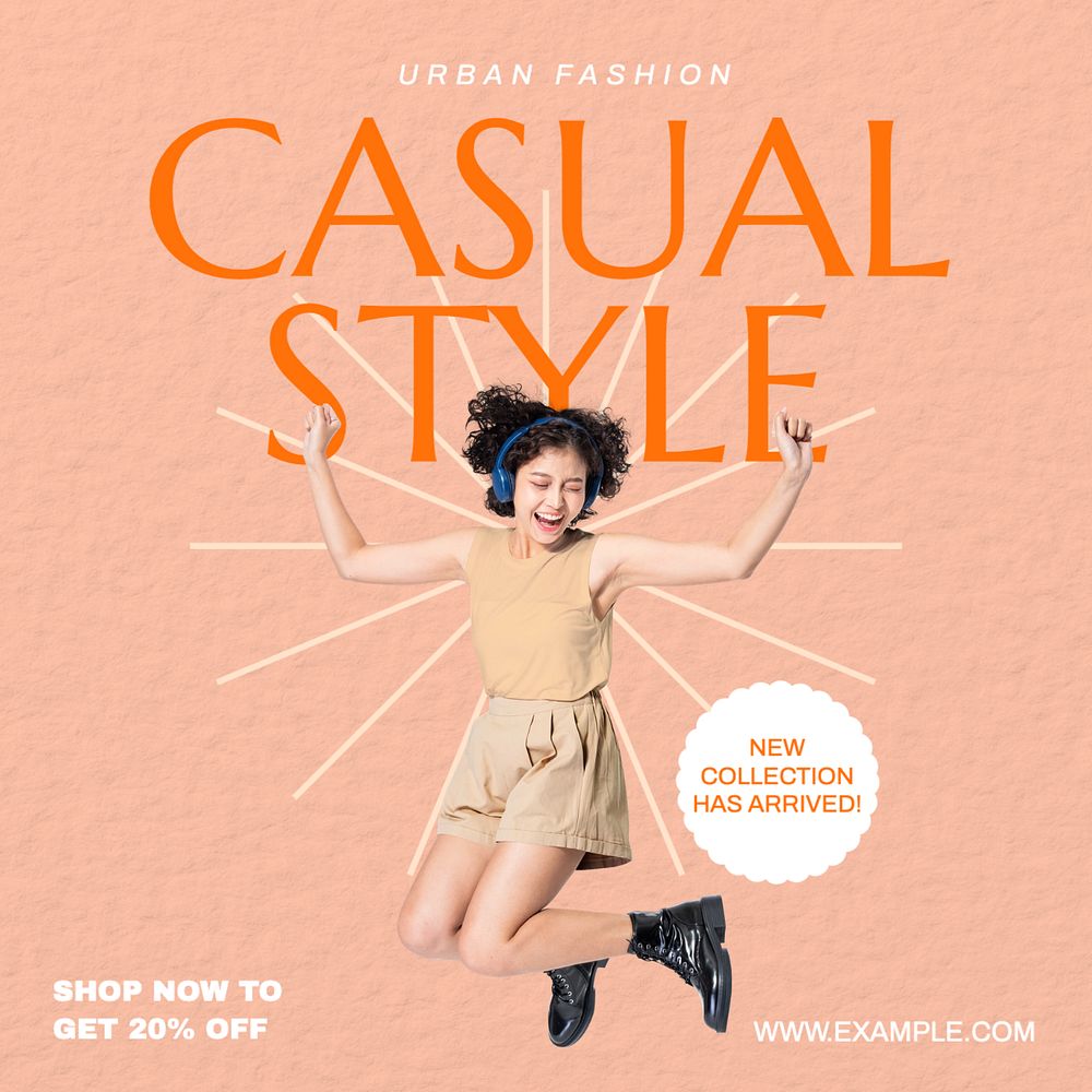 Casual fashion Instagram post template, editable text