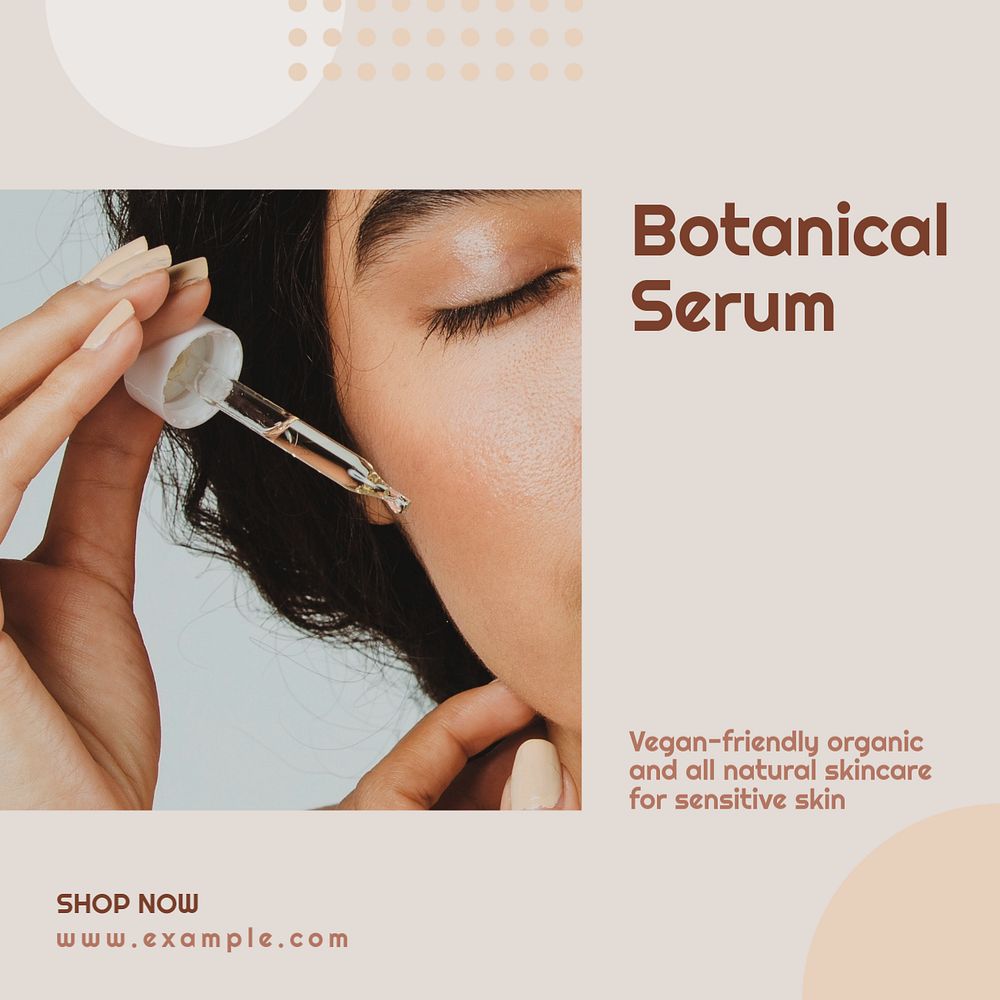 Botanical skincare Instagram post template, editable text