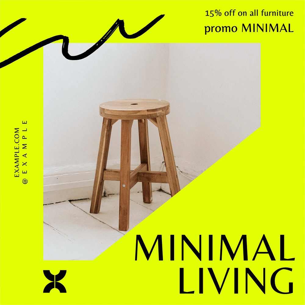 Minimal living Instagram post template, editable text