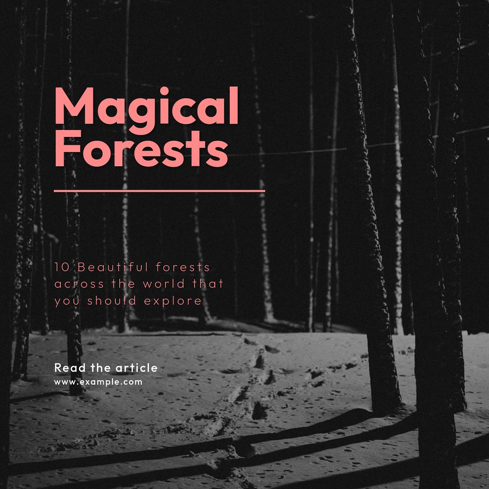 Magical forest Instagram post template, editable text