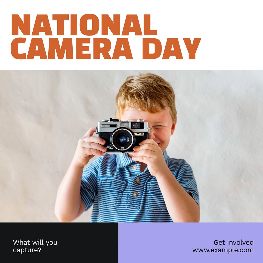 National camera day Instagram post template, editable text