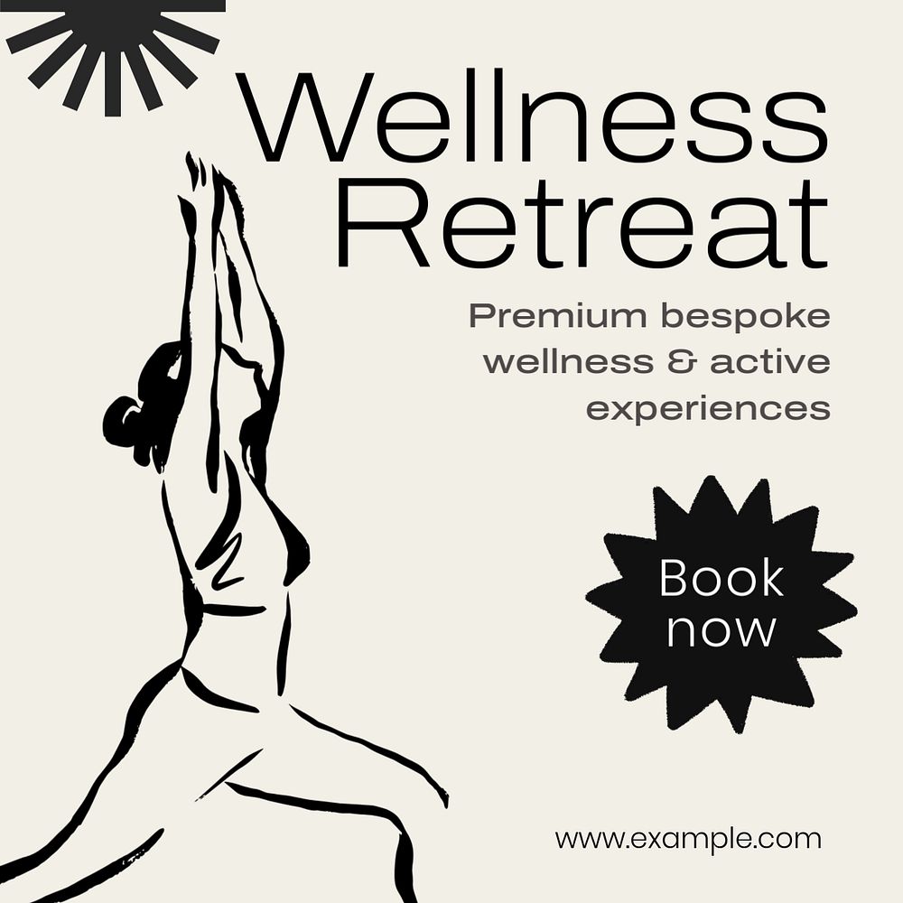 Wellness retreat Facebook post template, editable design