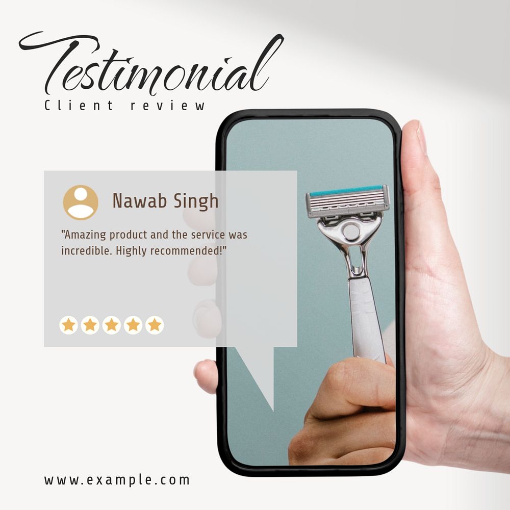 Testimonial Facebook post template, editable design