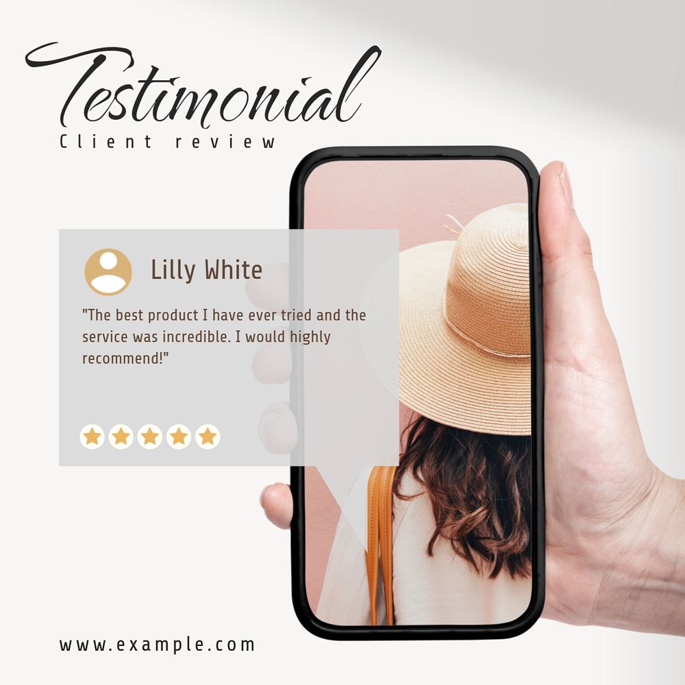 Testimonial Facebook post template, editable design