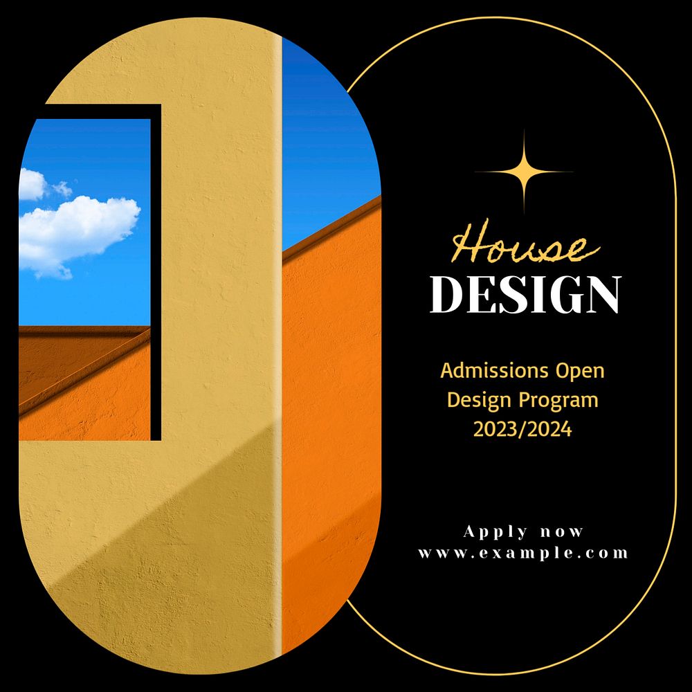 House design post template, editable text for social media