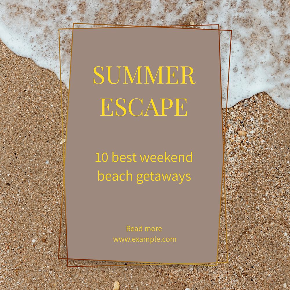 Summer escape Instagram post template, editable design