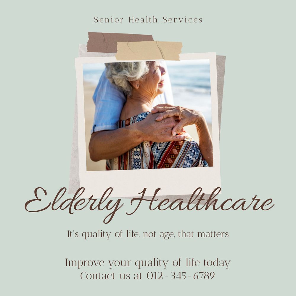 Elderly healthcare Instagram post template, editable social media design