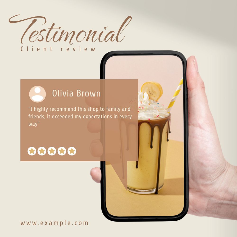 Testimonial Instagram post template, editable text